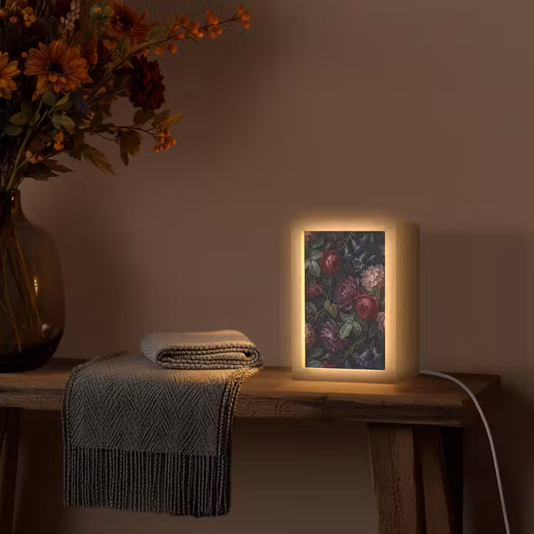 Gepersonaliseerde lightbox - Bloemen - Rood - Klassiek - Donker - Patroon — 3