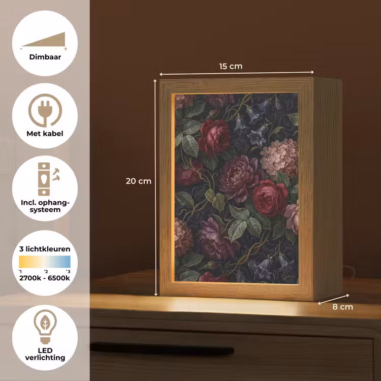 Gepersonaliseerde lightbox - Bloemen - Rood - Klassiek - Donker - Patroon — 7