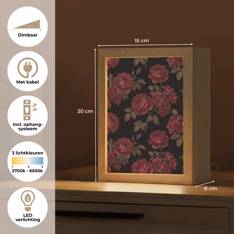 Gepersonaliseerde lightbox - Bloemen - Roos - Patroon - Klassiek - Rood — 7
