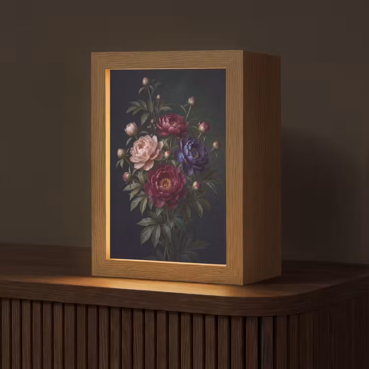 Gepersonaliseerde lightbox - Bloemen - Boeket - Natuur - Modern - Donker — 1