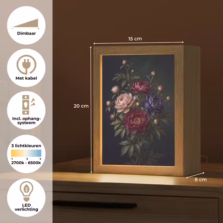 Gepersonaliseerde lightbox - Bloemen - Boeket - Natuur - Modern - Donker — 7