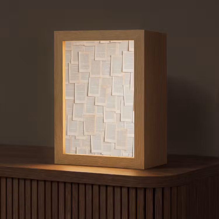 Gepersonaliseerde lightbox - Boekpagina - Collage - Literatuur - Vintage - Beige — 1