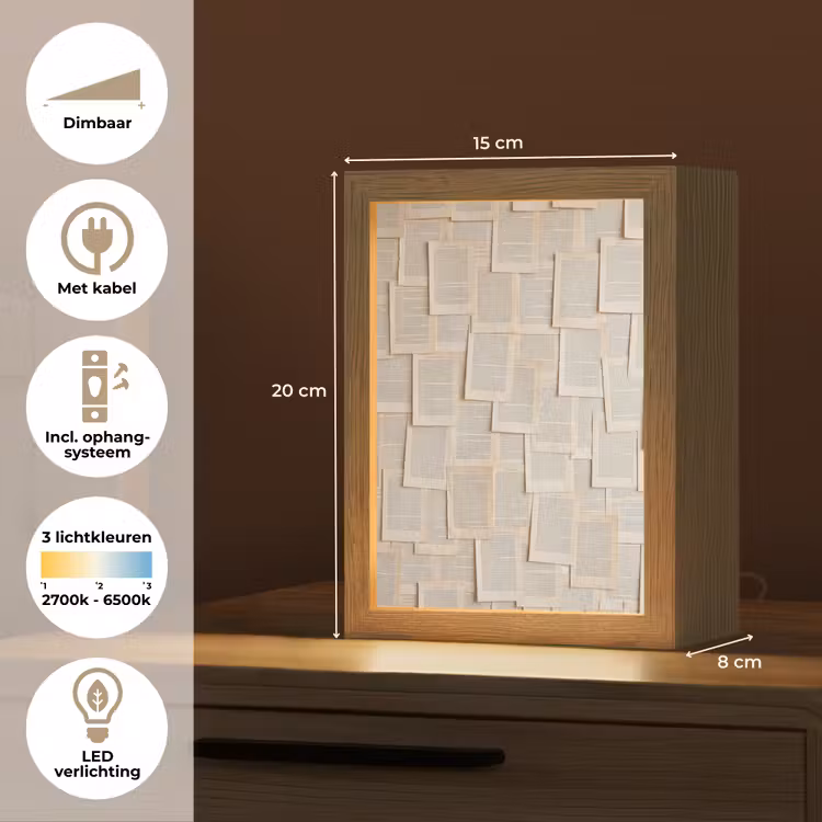 Gepersonaliseerde lightbox - Boekpagina - Collage - Literatuur - Vintage - Beige — 7