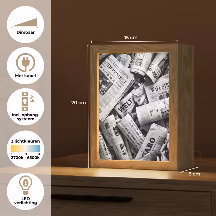 Gepersonaliseerde lightbox - Krant - Stapel - Nieuws - Zwart-wit — 7