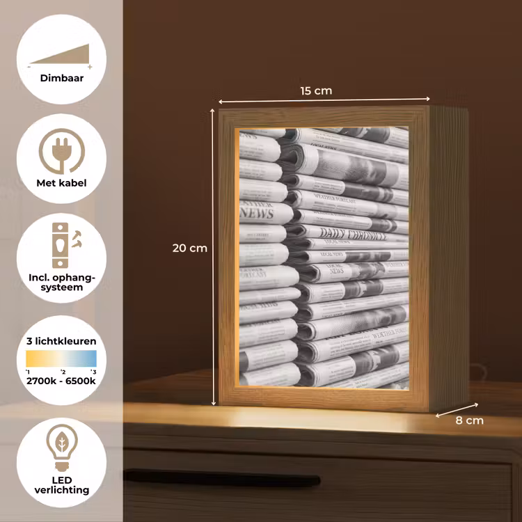 Gepersonaliseerde lightbox - Krant - Stapel - Nieuws - Zwart-wit - Media — 7