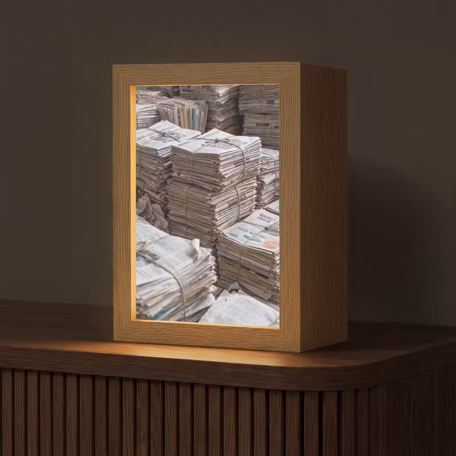 Gepersonaliseerde lightbox - Kranten - Stapels - Touw - Informatie - Vintage — 1