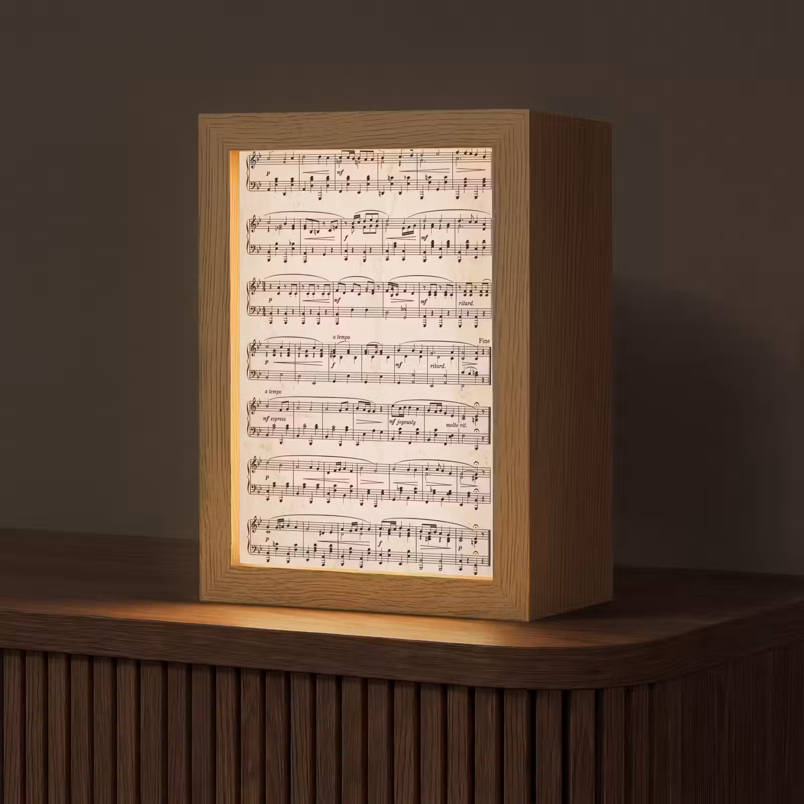 Gepersonaliseerde lightbox - Muzieknotatie - Notenbalken - Kunst - Klassiek - Beige — 1