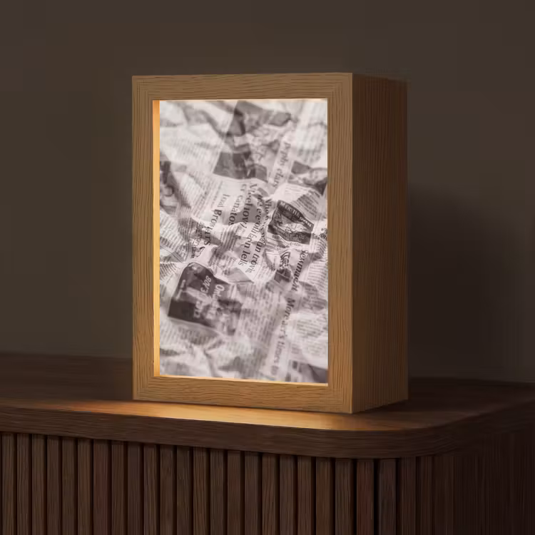 Gepersonaliseerde lightbox - Krant - Gekreukeld - Textuur - Vintage - Zwart-wit — 1