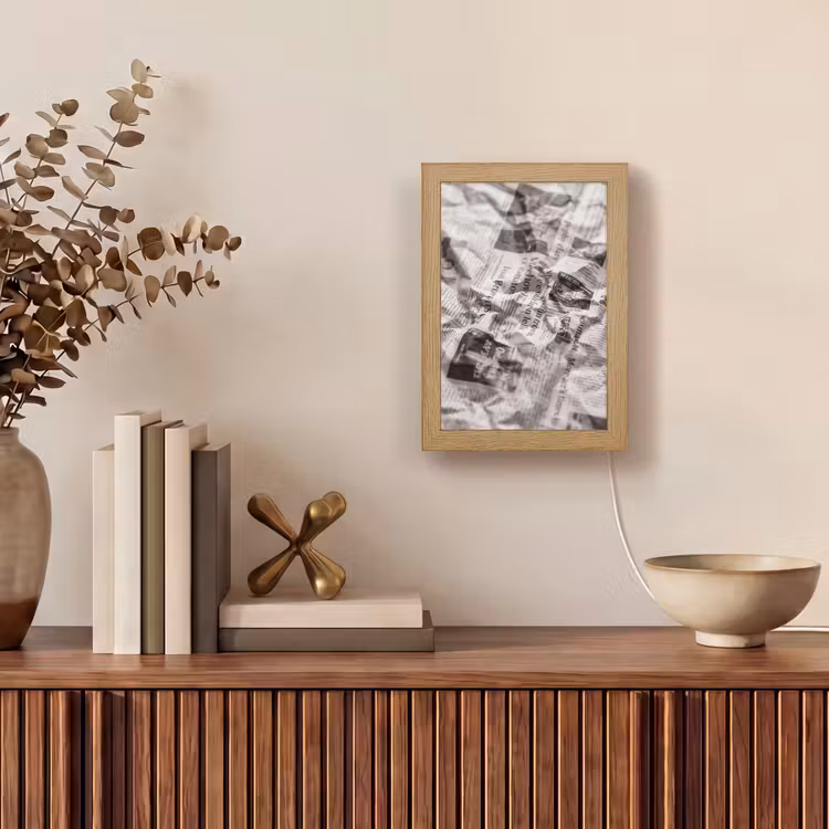 Gepersonaliseerde lightbox - Krant - Gekreukeld - Textuur - Vintage - Zwart-wit — 4