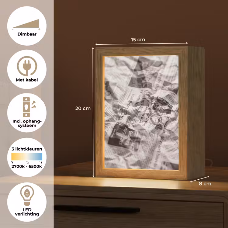 Gepersonaliseerde lightbox - Krant - Gekreukeld - Textuur - Vintage - Zwart-wit — 7