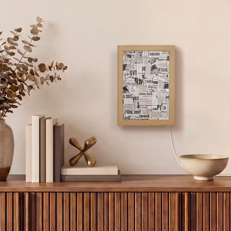 Gepersonaliseerde lightbox - Krant - Gescheurd - Textuur - Abstract - Zwart-wit — 4