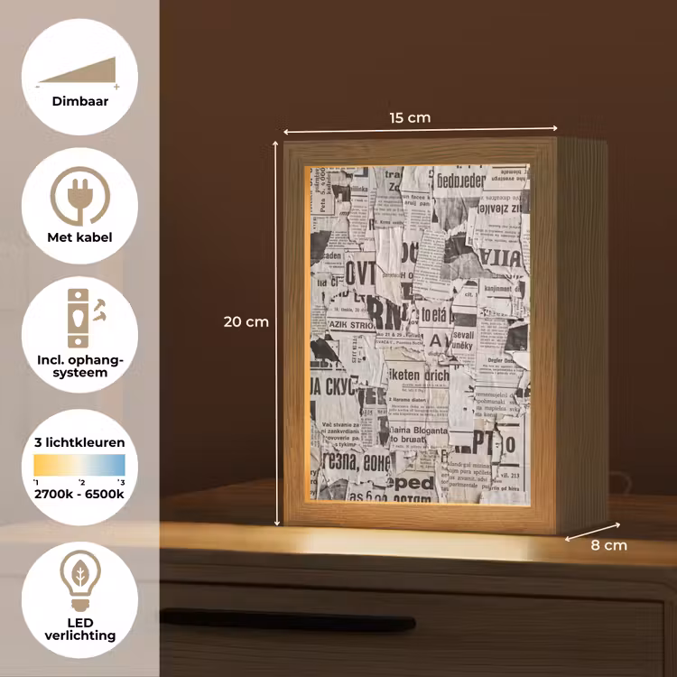 Gepersonaliseerde lightbox - Krant - Gescheurd - Textuur - Abstract - Zwart-wit — 7