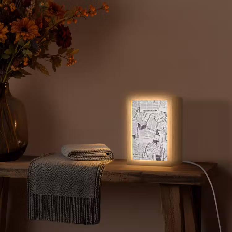 Gepersonaliseerde lightbox - Krant - Versnipperd - Textuur - Zwart-wit - Abstract — 3