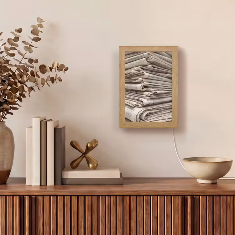 Gepersonaliseerde lightbox - Kranten - Stapel - Nieuws - Vintage - Beige — 4