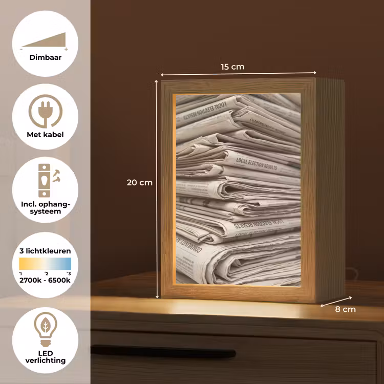 Gepersonaliseerde lightbox - Kranten - Stapel - Nieuws - Vintage - Beige — 7