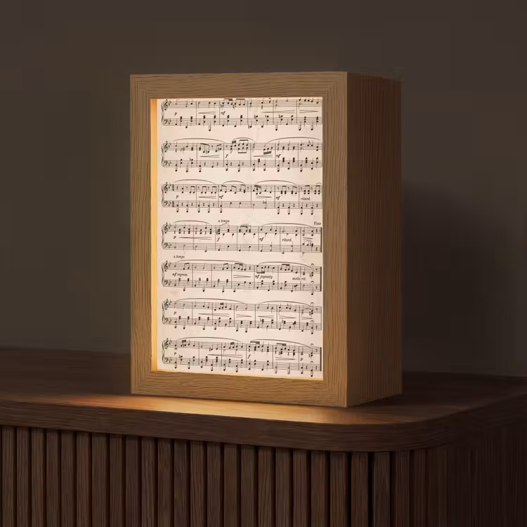 Gepersonaliseerde lightbox - Muzieknotatie - Notenbalken - Kunst - Klassiek - Beige — 1