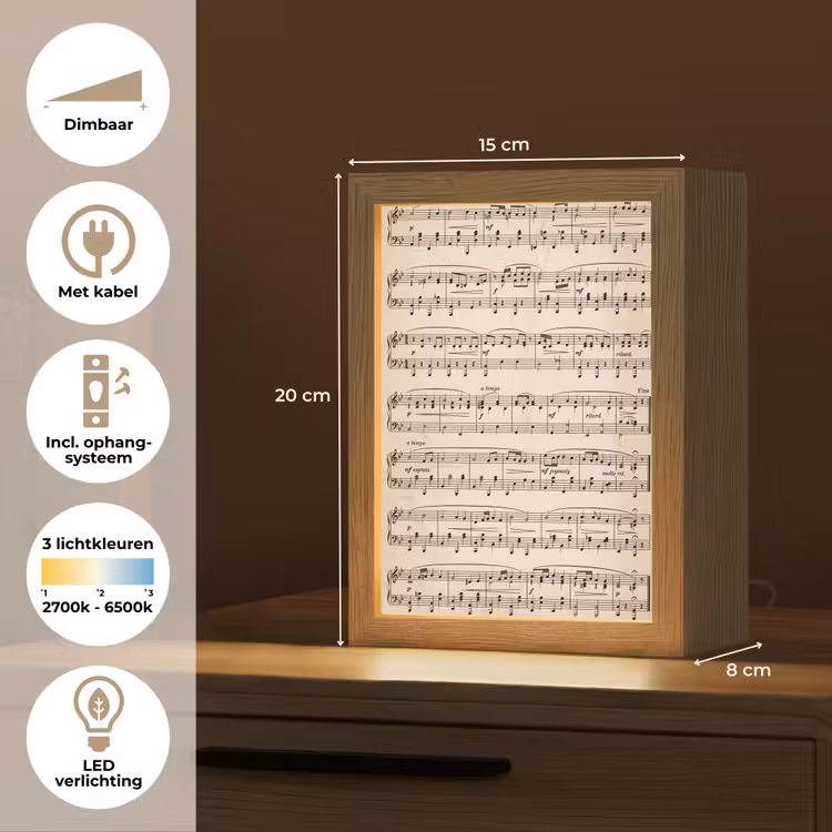 Gepersonaliseerde lightbox - Muzieknotatie - Notenbalken - Kunst - Klassiek - Beige — 7