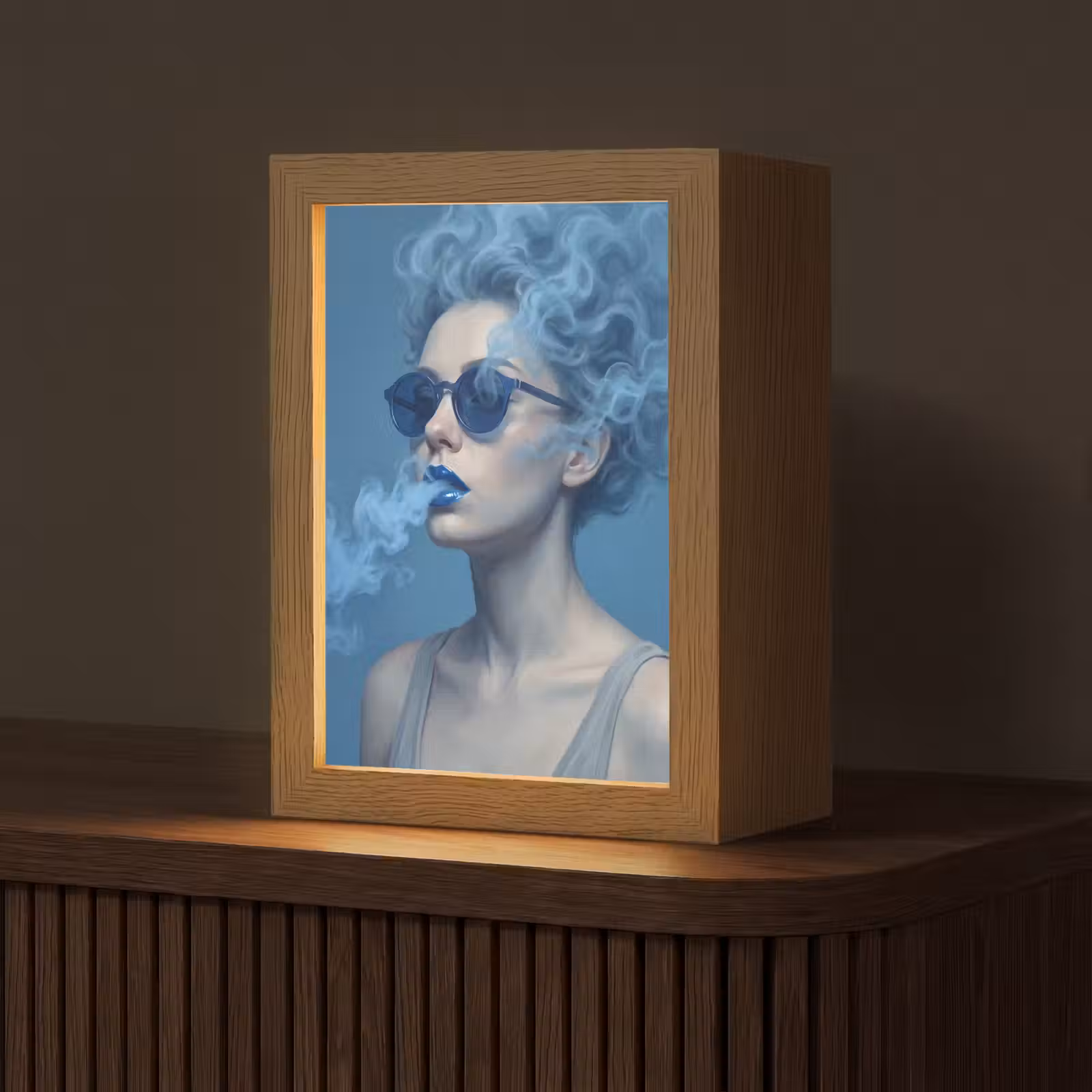 Gepersonaliseerde lightbox - Portret - Zonnebril - Rook - Abstract - Blauw — 1