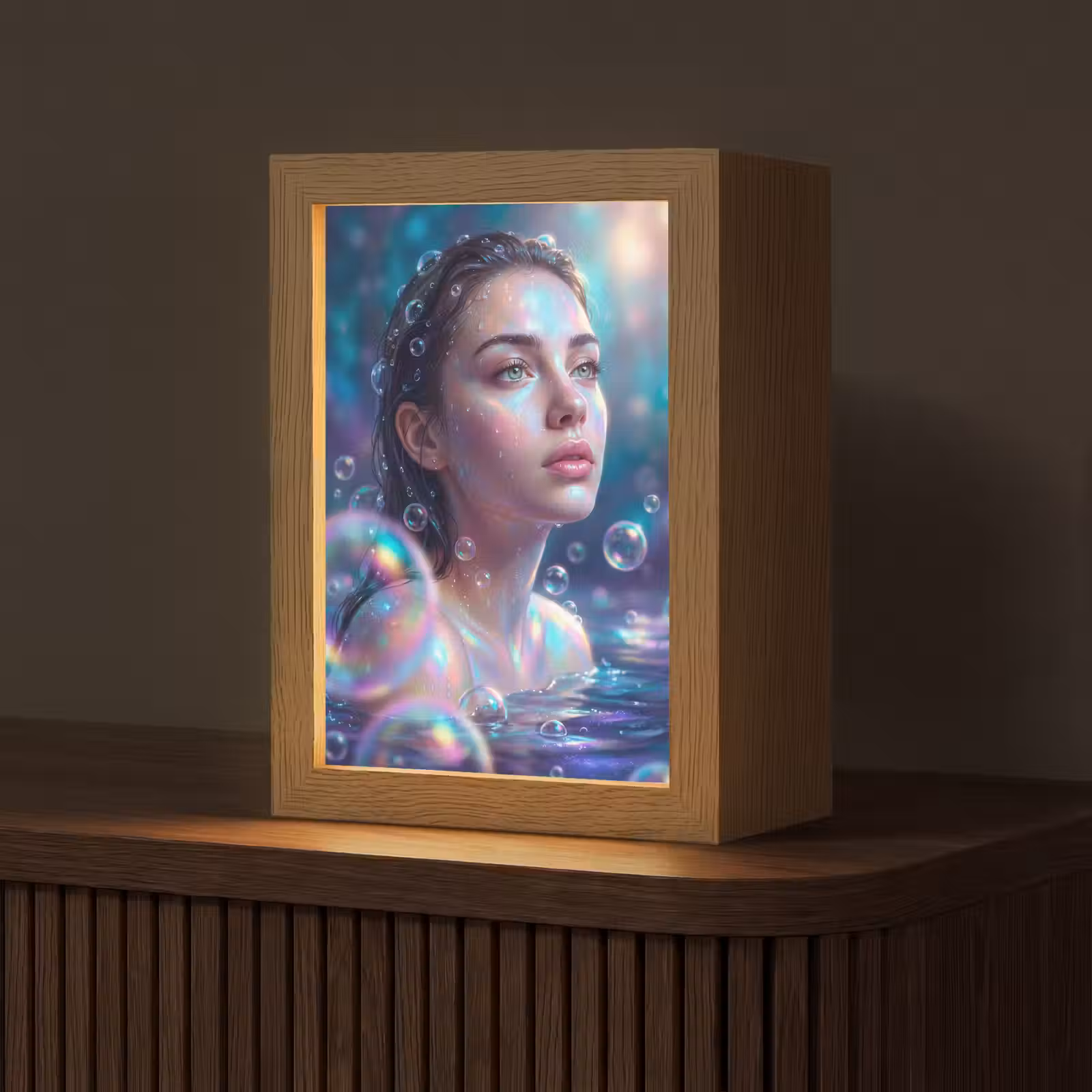 Gepersonaliseerde lightbox - Vrouw - Water - Portret - Kleurrijk - Modern — 1