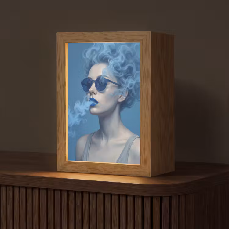 Gepersonaliseerde lightbox - Portret - Zonnebril - Rook - Abstract - Blauw — 1
