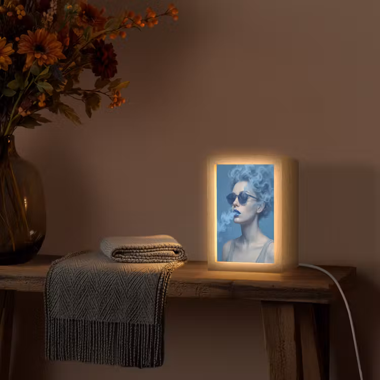 Gepersonaliseerde lightbox - Portret - Zonnebril - Rook - Abstract - Blauw — 3