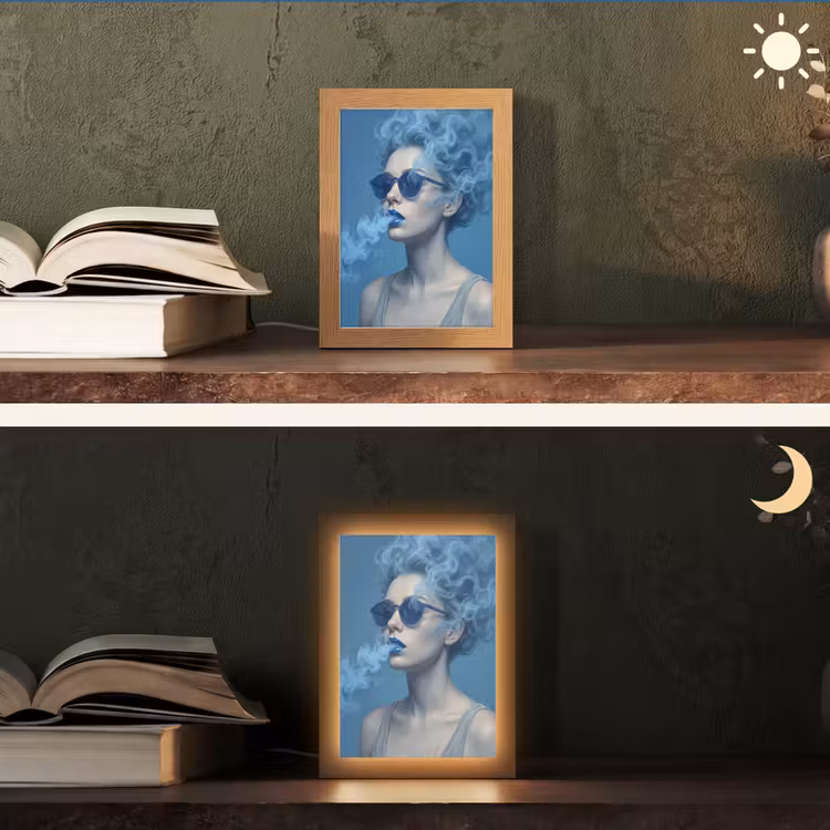 Gepersonaliseerde lightbox - Portret - Zonnebril - Rook - Abstract - Blauw — 5