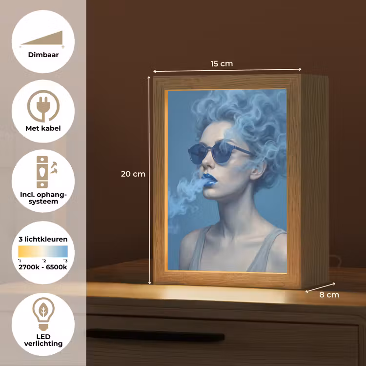 Gepersonaliseerde lightbox - Portret - Zonnebril - Rook - Abstract - Blauw — 7