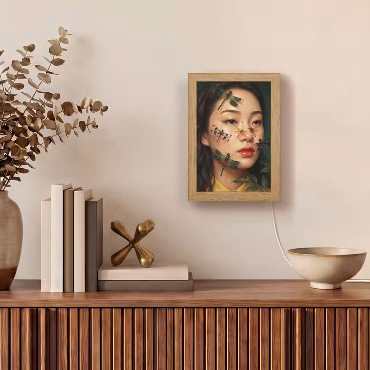 Gepersonaliseerde lightbox - Vrouw - Insecten - Natuur - Portret - Groen — 4