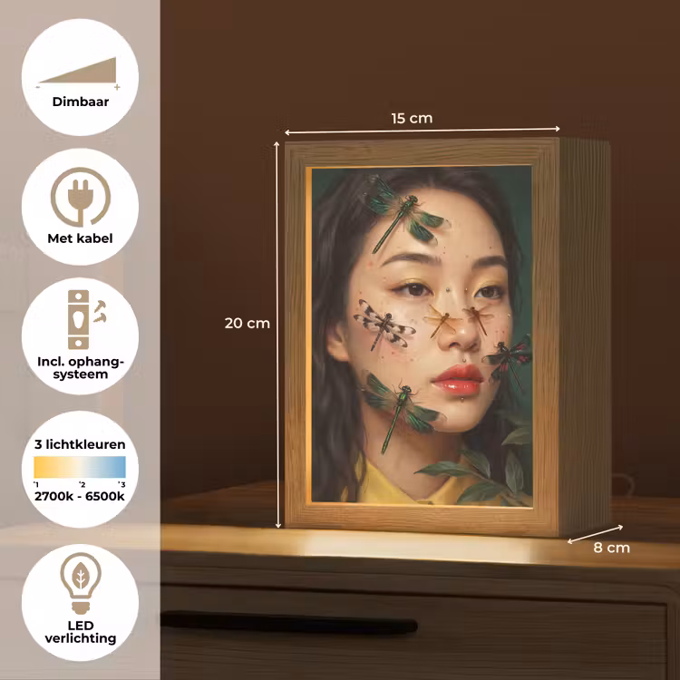 Gepersonaliseerde lightbox - Vrouw - Insecten - Natuur - Portret - Groen — 7