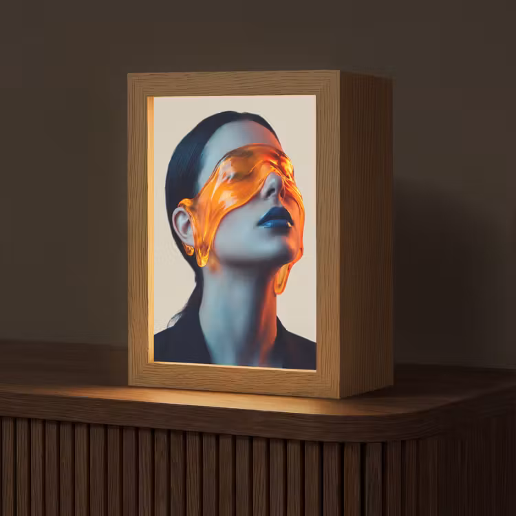 Gepersonaliseerde lightbox - Vrouw - Oranje - Abstract - Modern - Kleurrijk — 1