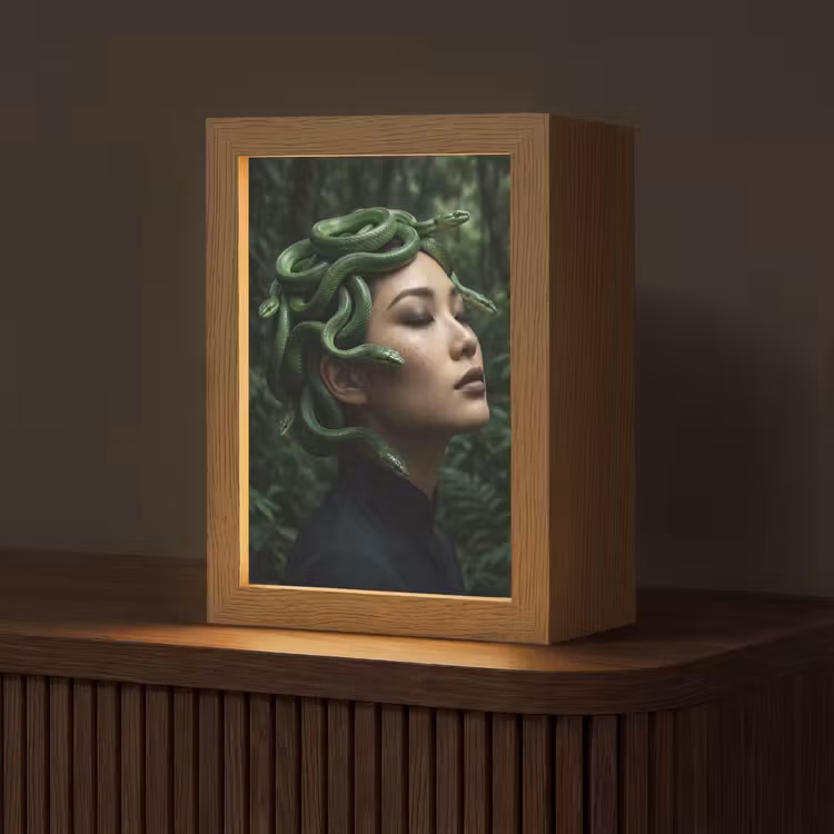 Gepersonaliseerde lightbox - Vrouw - Slang - Natuur - Mystiek - Groen — 1
