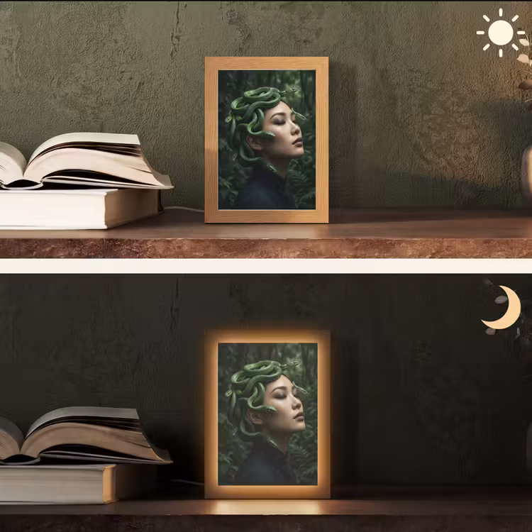 Gepersonaliseerde lightbox - Vrouw - Slang - Natuur - Mystiek - Groen — 5