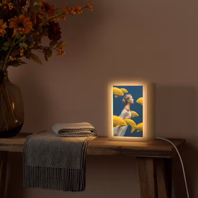 Gepersonaliseerde lightbox - Vrouw - Vis - Water - Natuur - Geel — 3