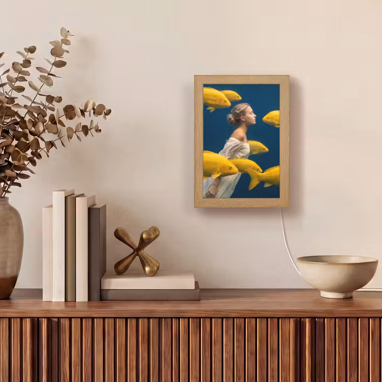 Gepersonaliseerde lightbox - Vrouw - Vis - Water - Natuur - Geel — 4