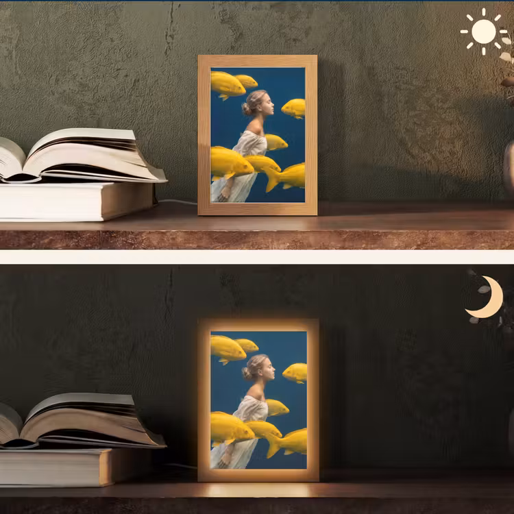 Gepersonaliseerde lightbox - Vrouw - Vis - Water - Natuur - Geel — 5