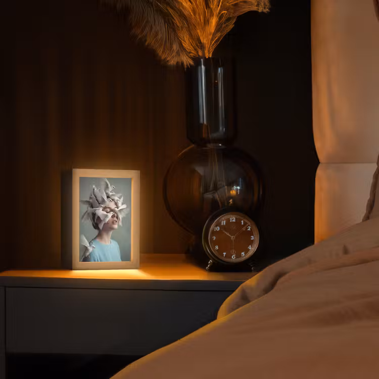 Gepersonaliseerde lightbox - Vrouw - Vogels - Abstract - Modern - Wit — 2