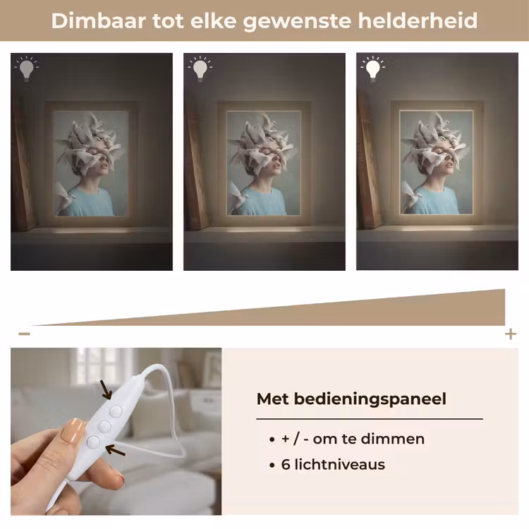 Gepersonaliseerde lightbox - Vrouw - Vogels - Abstract - Modern - Wit — 8