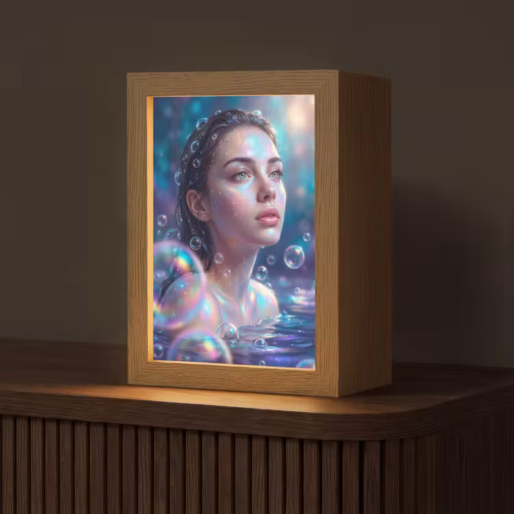 Gepersonaliseerde lightbox - Vrouw - Water - Portret - Kleurrijk - Modern — 1
