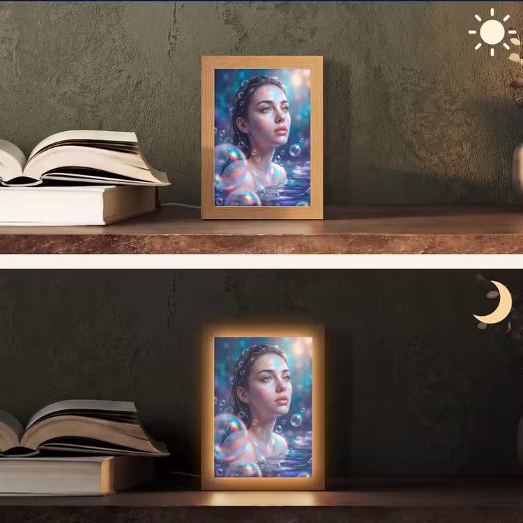 Gepersonaliseerde lightbox - Vrouw - Water - Portret - Kleurrijk - Modern — 5