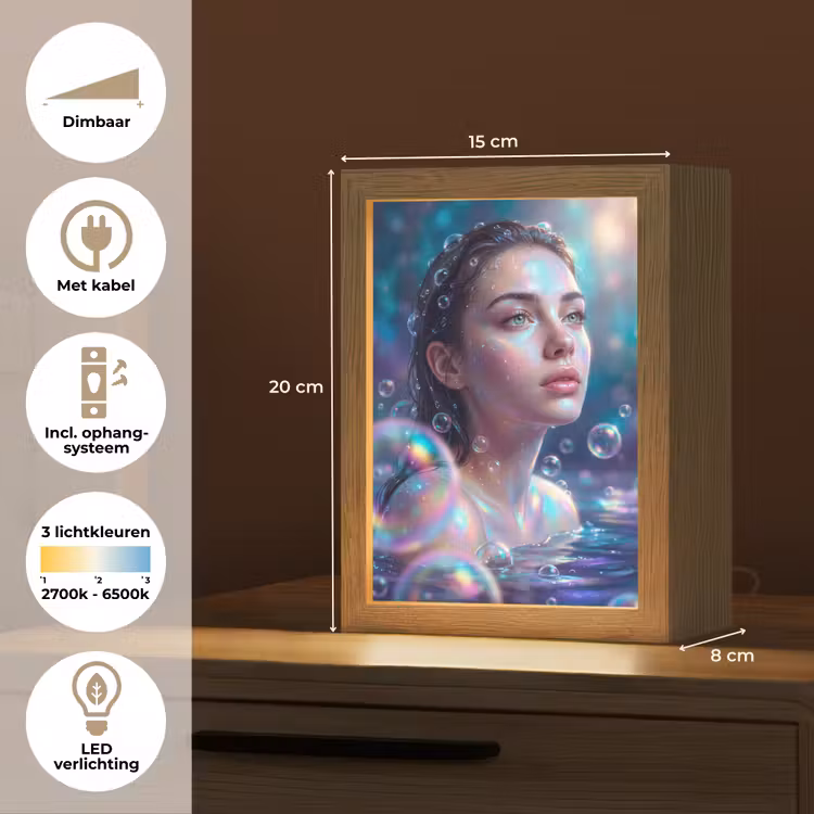 Gepersonaliseerde lightbox - Vrouw - Water - Portret - Kleurrijk - Modern — 7