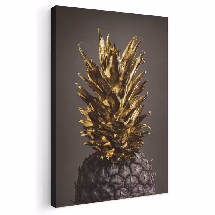 Canvas schilderij - Fruit - Ananas - Goud — 1