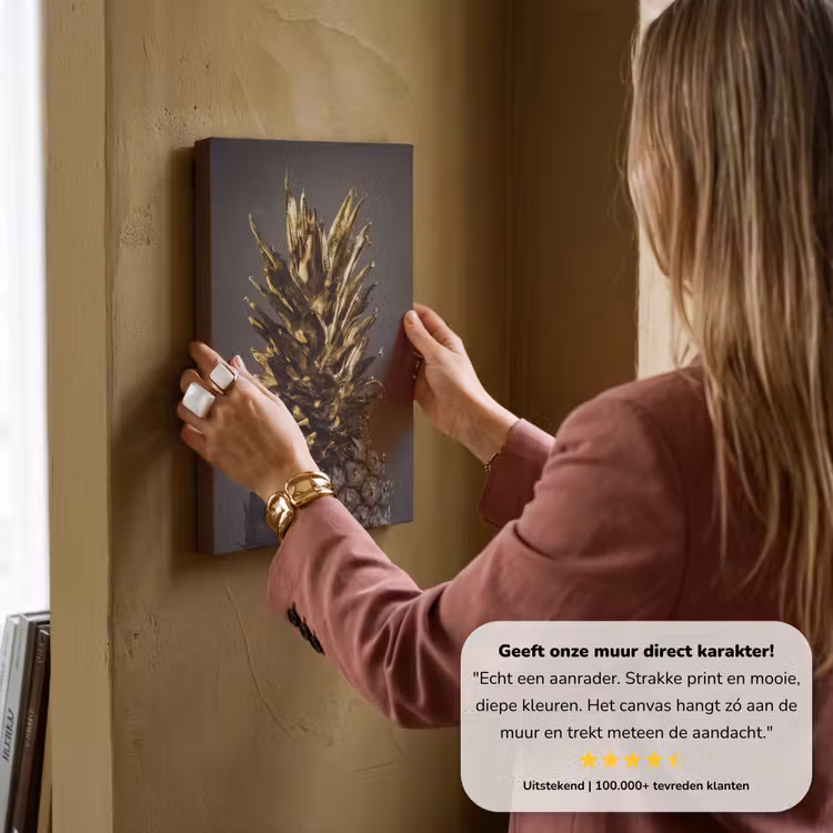 Canvas schilderij - Fruit - Ananas - Goud — 3