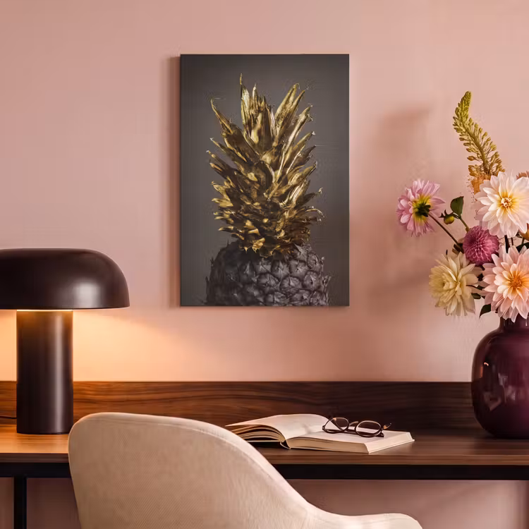 Canvas schilderij - Fruit - Ananas - Goud — 6