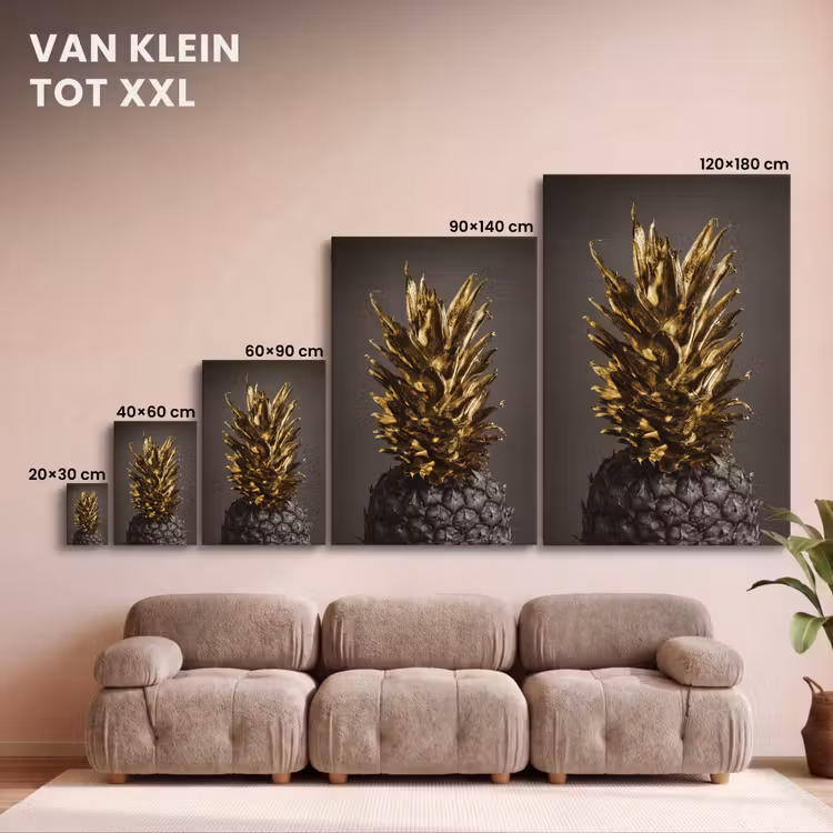 Canvas schilderij - Fruit - Ananas - Goud — 8