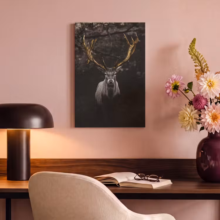 Canvas schilderij - Hert - Gewei - Goud — 6