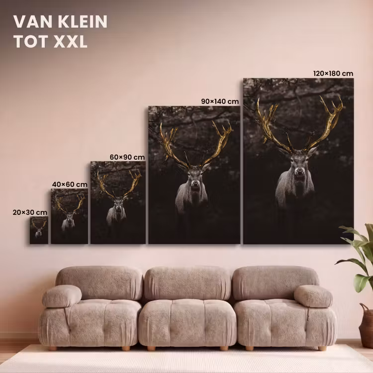 Canvas schilderij - Hert - Gewei - Goud — 8
