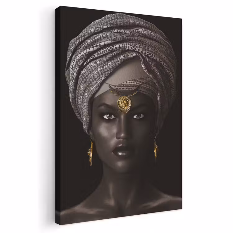 Canvas schilderij - Vrouw - Afrikaans - Goud — 1