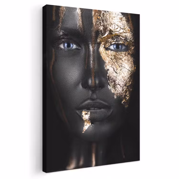 Canvas schilderij - Vrouw - Bladgoud - Black and Gold — 1