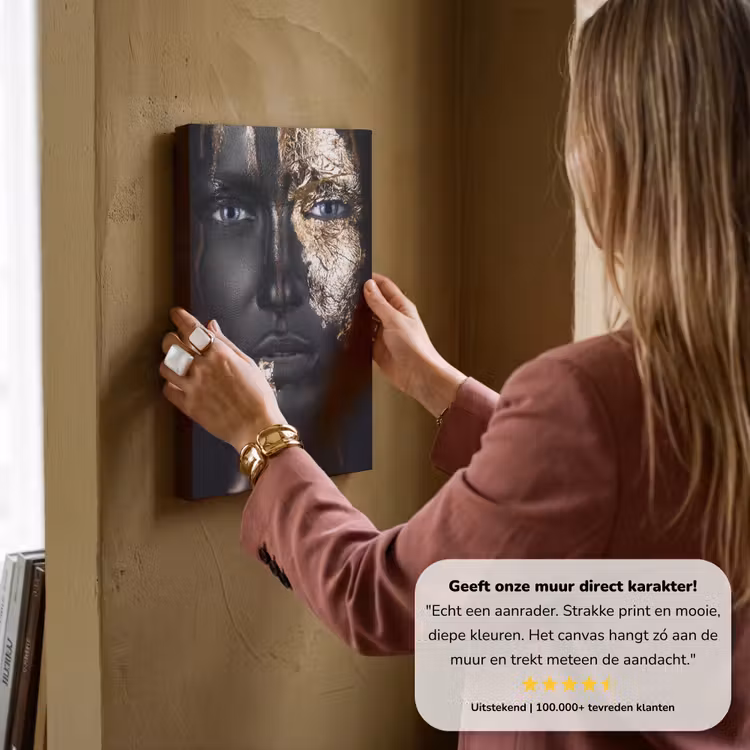 Canvas schilderij - Vrouw - Bladgoud - Black and Gold — 3