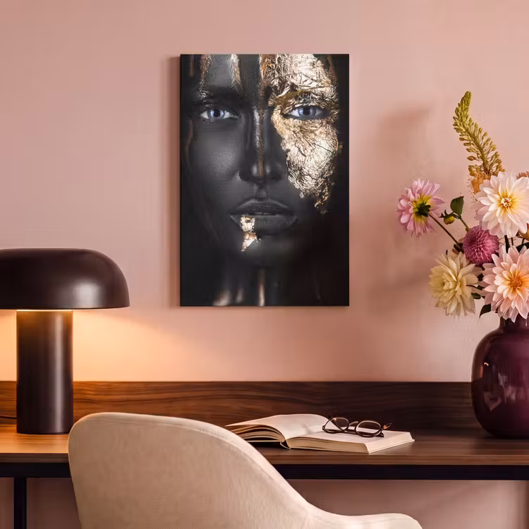 Canvas schilderij - Vrouw - Bladgoud - Black and Gold — 6